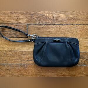 COACH Black Pleated Leather Wristlet/Clutch
